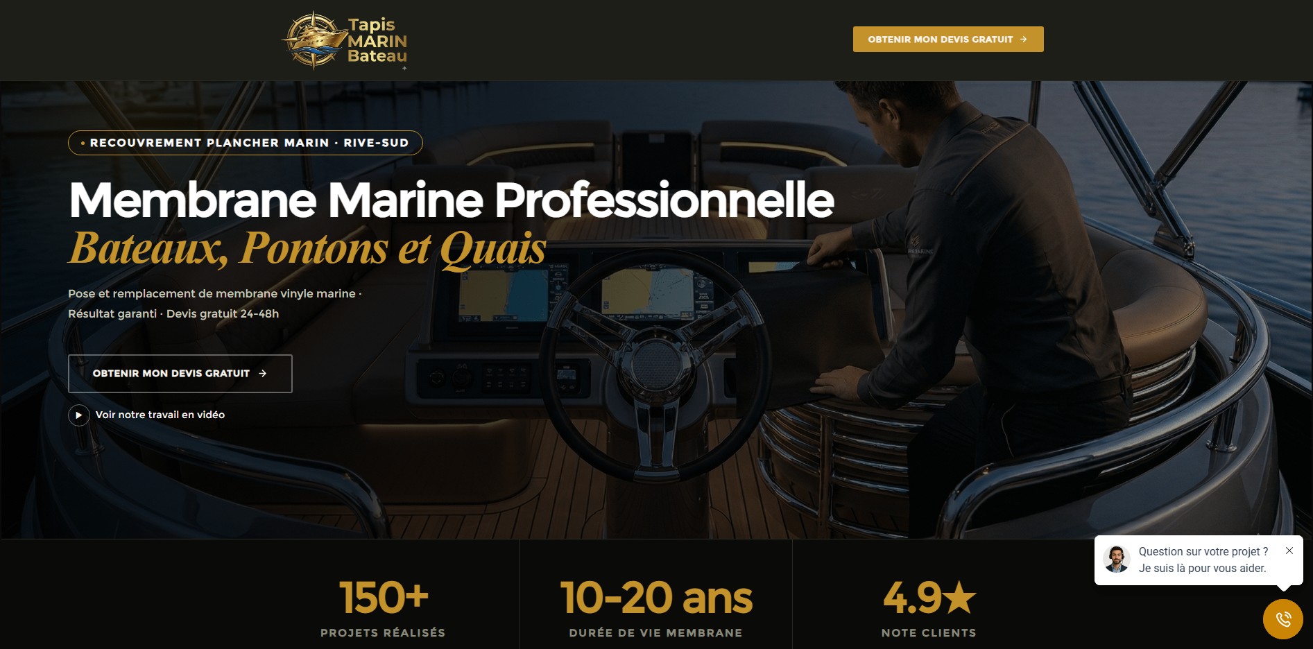 Landing page Tapis Marin Bateau — Prospek 360 Engine